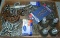 Chain, S-hooks, turnbuckle, and some workbench feet. Two chains with largest chain links are about
