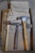 Craftsman leather tool pouch, two claw hammers, ball peen hammer. Pouch is about 13