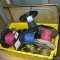 Partial spools of wire; includes red, white, black and brown.