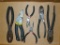 Assortment of pliers include needle nose, side cutters, pliers and more.