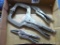 Vise Grip deep throat clamp 11SP; 2 needle nose Vise Grip pliers 6LM.