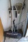 Fiskars rake, leaf rake, brush and watering shower head for hose and more.