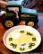 John Deere cookie jar and serving or lunch plate. Both in good condition with no chips noted.