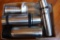 Three stainless thermos'; stainless measure; one quart glass carafe;