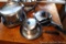 Five copper clad Revere pans including 3/4 quart saucepan, 1-1/2 quart saucepan, 3 quart stockpot,