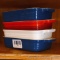 Four Le Creuset baking dishes are each 5