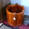 Wooden clothes basket or similar would also be nice to hold your blankets or throws. Measures approx