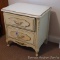 End table matches other pieces in this sale. Nice piece with dovetailed drawers measures 22