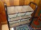 Metal framed frame with cloth organizer baskets. Unit is in overall good condition. Measures 29