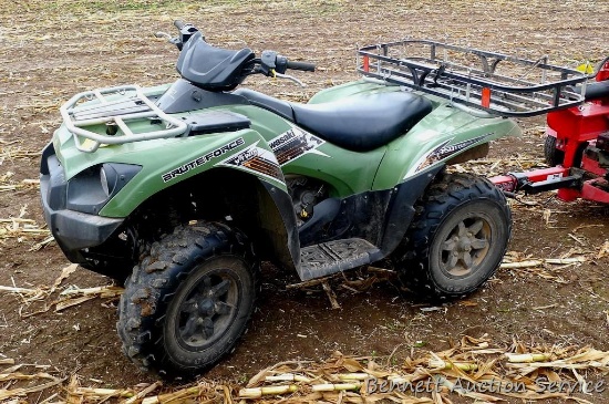 2012 Kawasaki KVF750G Brute Force four wheeler with V-Twin engine and power steering.