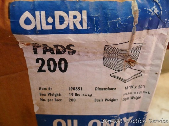 Mostly full box of light weight Oil Dri absorbent pads. Pads are about 20" x 16". Small amount of