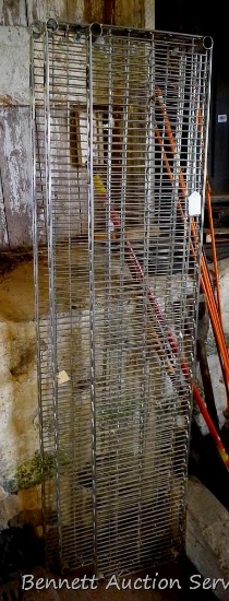 Three sections of steel shelving. Each section is 14" x 72" x 1-1/4".