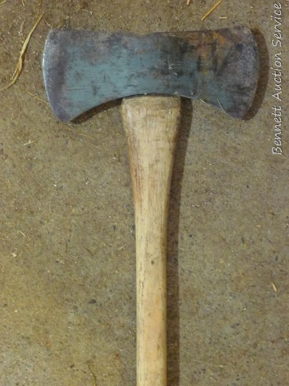 Craftsman double bit axe is 34" long with 4-1/4" x 10" head.