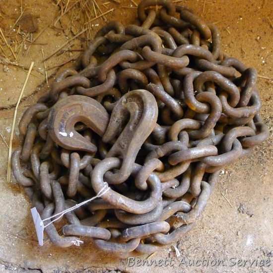 15' of 3/8" logging chain with grab hooks on both ends.