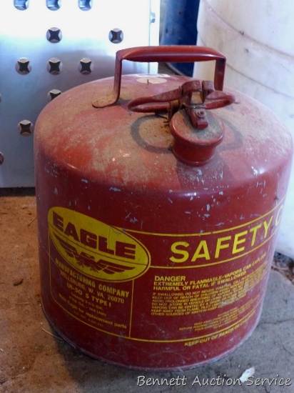 5 gallon Eagle gas can is about 13" tall to top of handle. Looks to be in good condition.