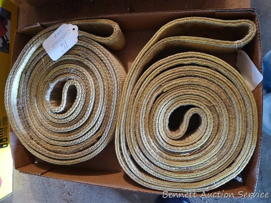 Two industrial nylon 16' x 2" sling straps.