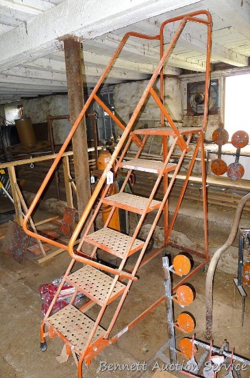 Nice rolling ladder could also be remade into a tree stand. Rated 300 lb working load, great for a