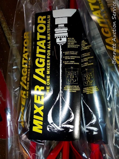 Five NIP drill-mounting mixer/agitators for powders or granulated materials. 23" long. More in lots