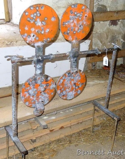 Large spinning target has stakes for extra stability. Has 9" wide plates. Targets move nicely,