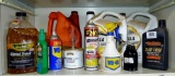 No shipping. Partial containers of diesel treat, WD-40, bar & chain oil, SAE 30 engine oil, SAE 10W