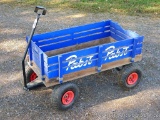 Wooden Pabst Beer wagon with removable sides. Bed is approx 35