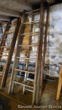 Wooden ladder by American Ladder Institute is in 3 sections that pull apart or extend. Each section