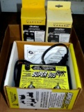 Super 505 electric fence energizer, appears to be new; two Zareba storm guard lightning modules