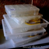 Plano, Shimano, and other fishing tackle boxes. Largest is 14