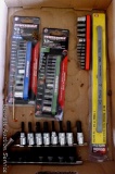 Stanley, Power Built, Power Torque, and other bits; and a package of Great Neck hacksaw blades. Bits