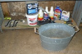 No shipping. Gardening lot includes wrought iron basket hangers, insect control, muriatic acid,