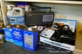 No shipping. Velcro, bungee cords, hand cleaner, Sony radio, acetone, paint thinner, shop rags,