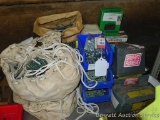 Large assortment of nails, finishing nails, screws, roofing nails, 2 cloth carrying pouches and