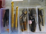 Carbide cutters, Counter sink drills and more. Comes in a plastic case that measures 6