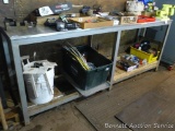 Stainless steel top workbench; measures 95