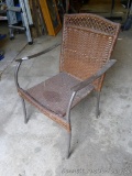 Metal framed chair with webbing seat and back is 22-1/2