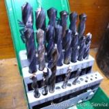 Hanson drill bits in metal storage case.