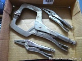Vise Grip deep throat clamp 11SP; 2 needle nose Vise Grip pliers 6LM.