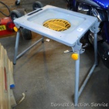 Specialty metal table has wheels on top edge as pictures. Stands 19