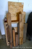 Assortment of wood including 2 x 6 and chip board and more.