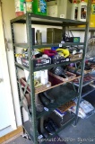 Sturdy metal shelving unit, perfect for organizing your garage or basement. Measures 36