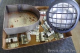 Rally light mounted on a Pony clamp, heavy metal cover, pipe mounting brackets, more. Light is