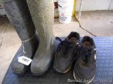 Women's LaCrosse rain boots, size 9; women's Champion tennis shoes, size 8-1/2. Some small gouges