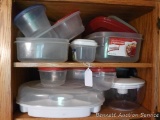Assortment of Rubbermaid and other storage containers up to 15
