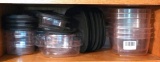 Newer style Rubbermaid storage containers. Largest container is 2-1/2 quart.