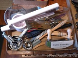 Williams-Sonoma double mezzaluna; ricer with plates for three sizes; heavy duty measure cups and