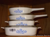 Four Blue Cornflower Corning Ware baking dishes up to 8