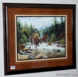 Nicely framed and matted cowboy print by Jack Terry is 32-1/2