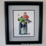 Nicely framed and matted, signed and numbered nuthatch print is titled 