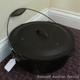 Cast iron Lodge Dutch oven with lid. Pot is 15