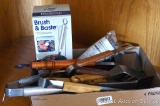 Nice collection of grilling tools including tongs, flippers, baster, injector, more.